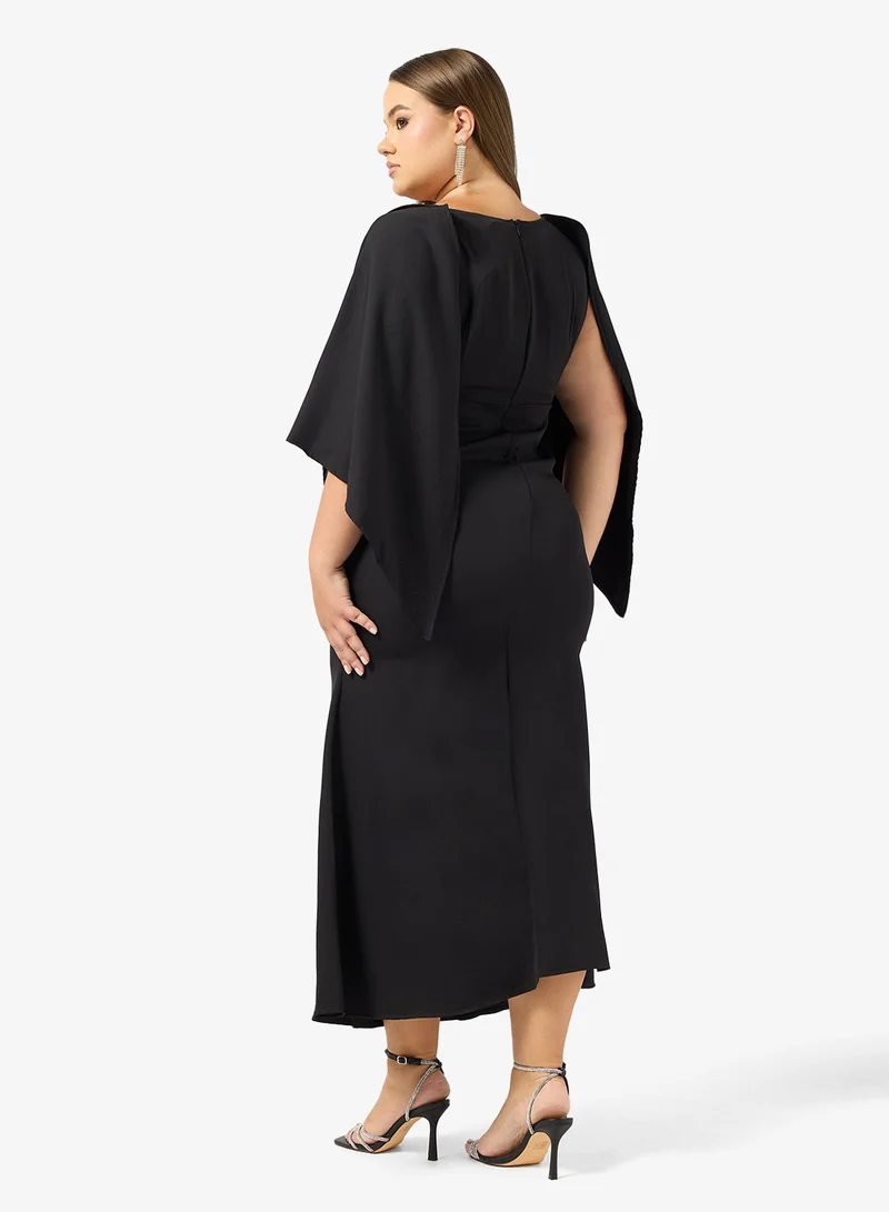 Khizana Plus Size A-line Dress With Cape Sleeves